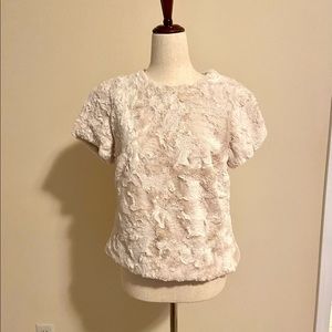 Anthropologie lovers! Ivory faux fur top, brand new with tag, size Small.